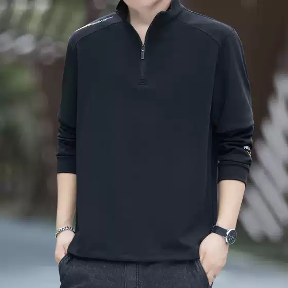 Men's Half-Zip Stand Collar Pullover Sweatshirt - Spring New Arrival Trendy Casual Plus Size Long Sleeve Tee