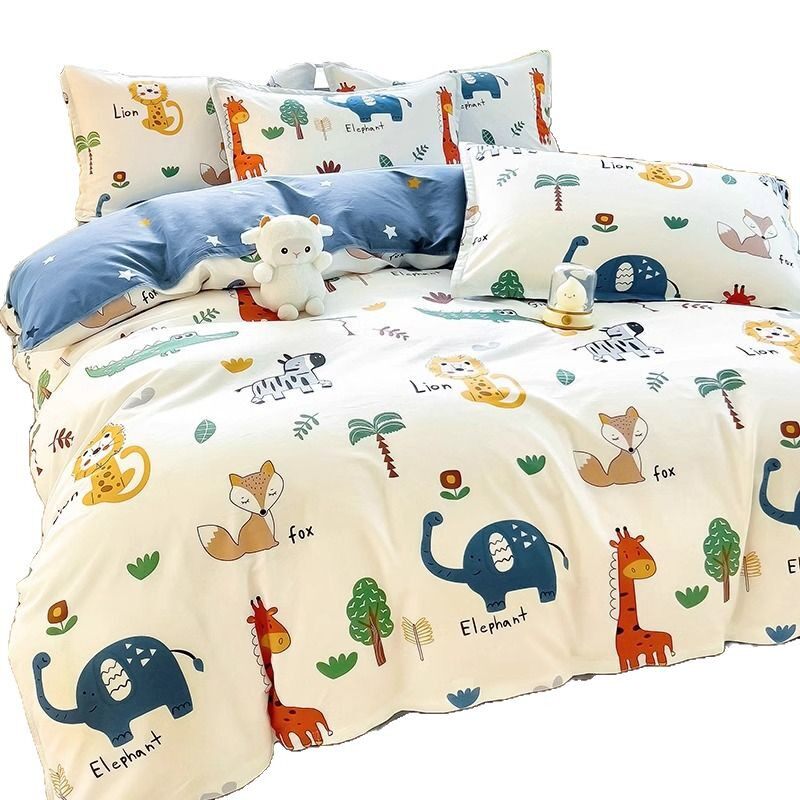 Children's Cartoon Cotton Bed Four-piece Set 100 All Cotton Baby Bed Sheet Quilt Cover Boy Bedding Set