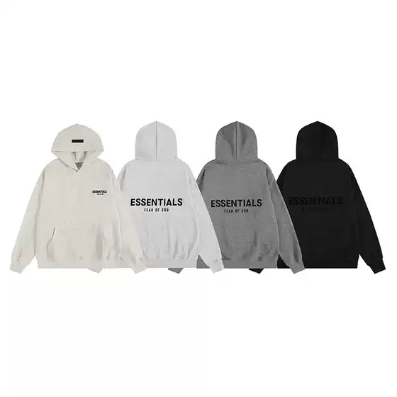 Ess High Street Fog Velvet Letter Sweatshirt for Men and Women, Couple Loose Fit Fleece-Lined Hooded Jacket, American Style Trendy Brand