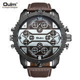 Мужские часы Oulm extra cool, кварцевые часы, новые повседневные модные четырехчасовые часы с большим циферблатом, мужские часы с несколькими часами