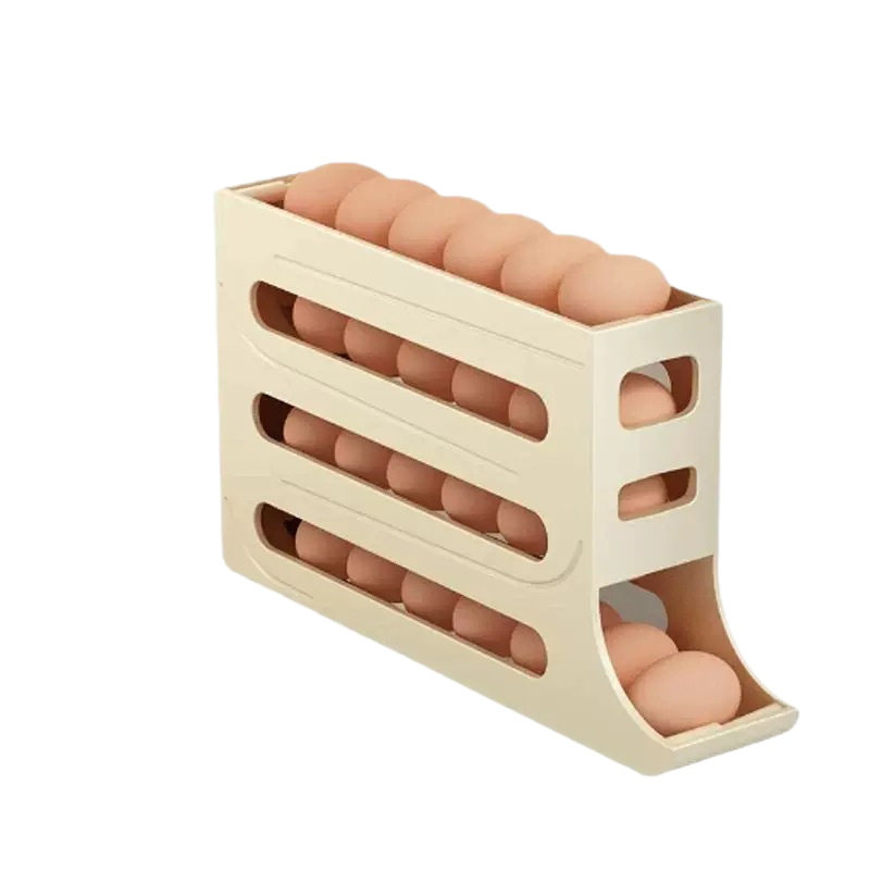 Rolling Egg Storage Box for Refrigerator with Side Door for Egg Cartons, Egg Rack Holder, Kitchen Special Crisper Organizer