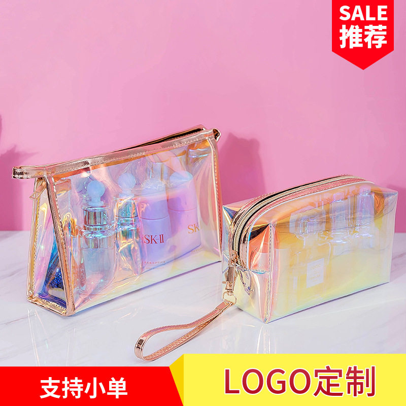 Laser Magic Color Cosmetic Bag Large Capacity High Color TPU Transparent Portable Storage Bag small size Multi-Functional Wash Bag