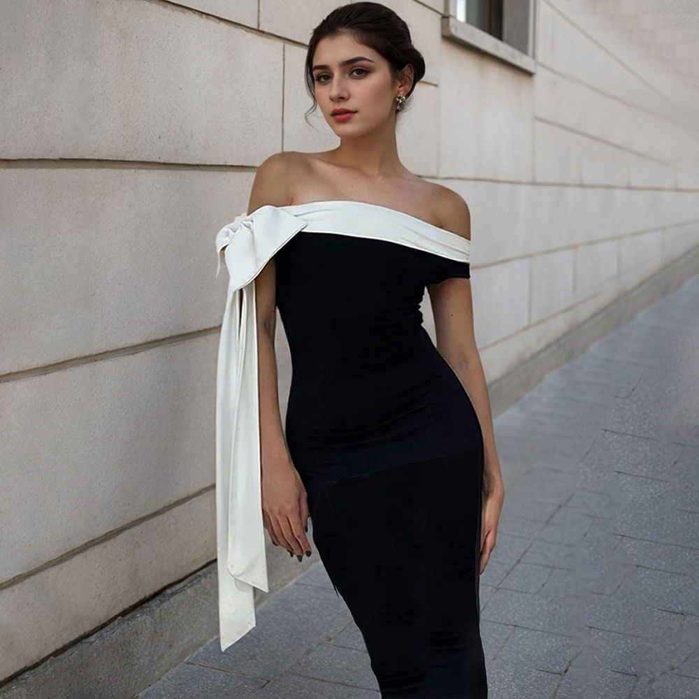 Off Shoulder Dress Elegant Fit Solid Color Summer Style with Flowing Straps Wholesale Womens Fashion Apparel