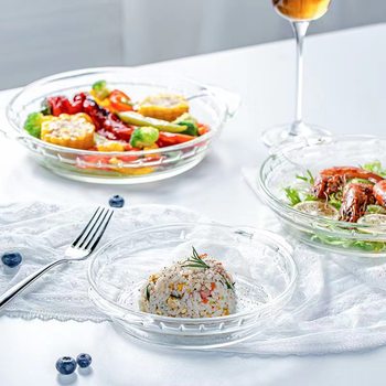 Heat-resistant high boron glass plate round transparent tableware home special cold dish microwave oven baking plate utensils abalone plate dish