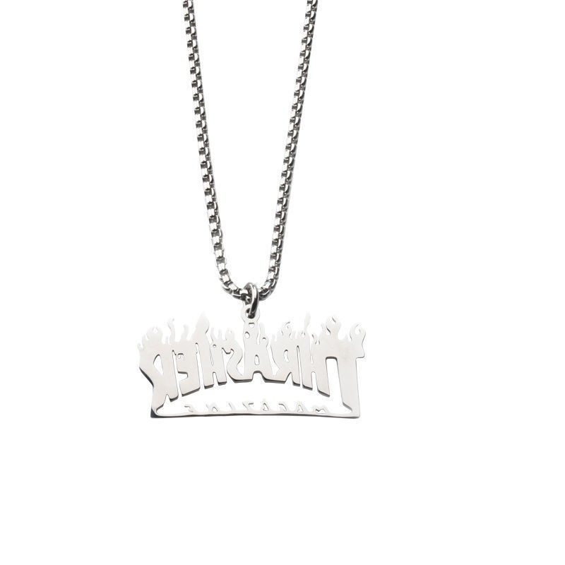 All-Match Titanium Steel Chain Hip-Hop Necklace Men's Trendy Brand Street Personality Internet Celebrity Pendant Didi Bouncing Woolen Chain Accessories Pendant