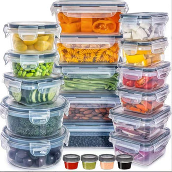 Sealed cans Grain storage box sealed box moisture-proof storage cans food grade kitchen plastic lunch box 20-piece set