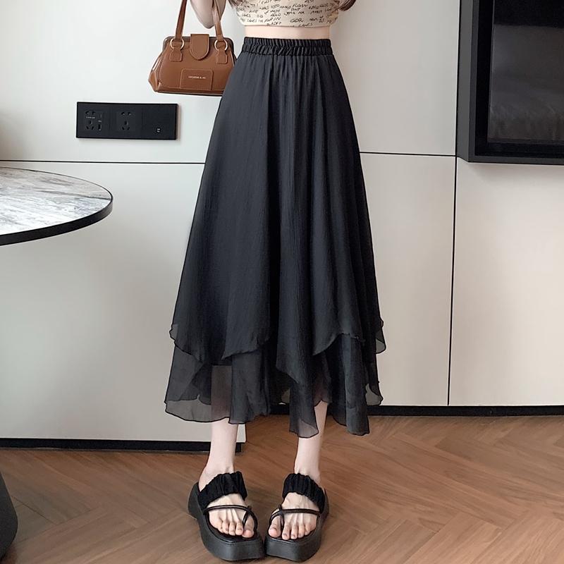 High Waist A Line Maxi Skirt for Women Lightweight Mesh Fabric Summer Casual Wear