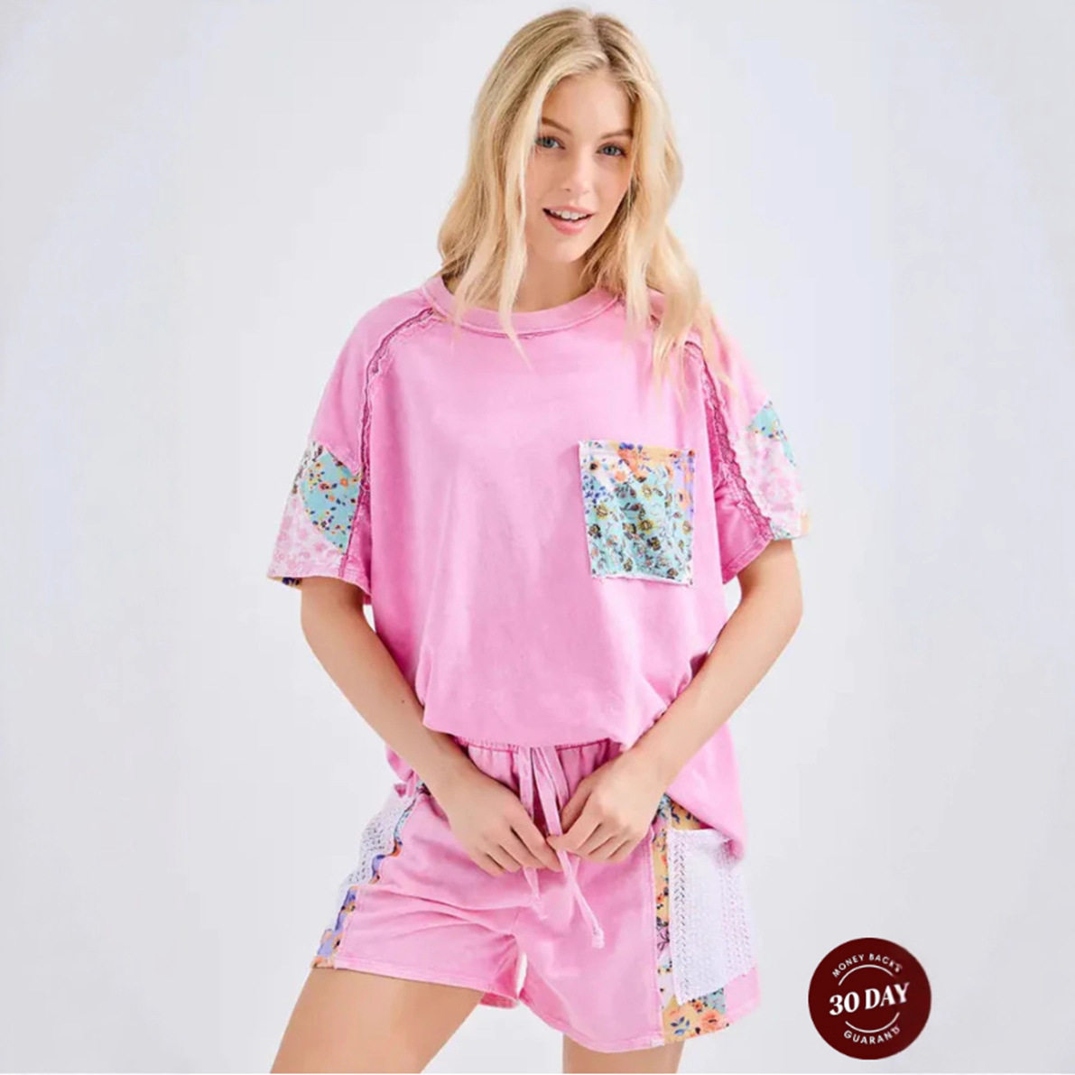 Floral Patchwork T Shirt Casual Style Short Sleeve Round Neck Summer Womens Apparel Wholesale Available