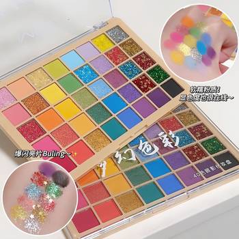 Mgl 40-Color Dreamy Color Eye Shadow Palette Stage Makeup Sequin Glitter Kidsren's Performance Blue and Green Cos Makeup Eye Shadow