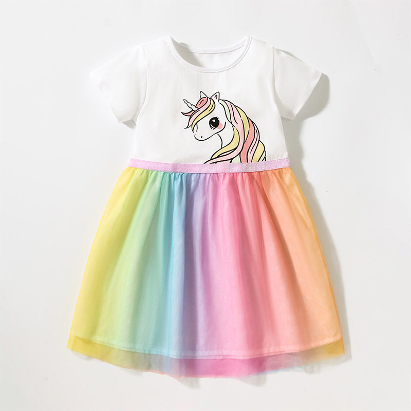 Girls' Skirt, Summer Princess Dress, Unicorn Tulle Cotton Girls' Dress