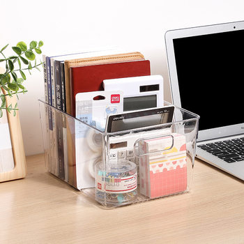 Eisenka Transparent Storage Basket Desktop Sundries Finishing Makeup Box Book Storage Box Storage Box Portable Storage Box