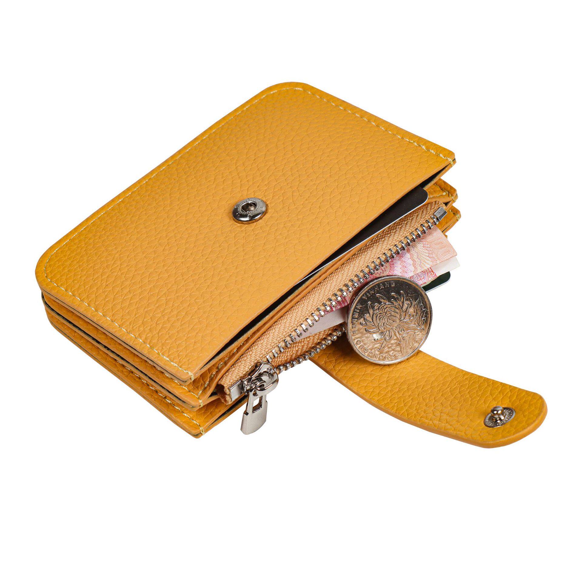 PIERU new cross-border simple buckle card holder skin-friendly litchi pattern small fresh zipper change coin card holder