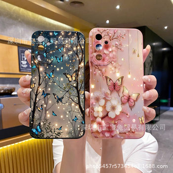 Suitable for Samsung Samsung A36 Protective Case A56 Blue Butterfly Pink Flower Pupil Eye Mobile Phone Protective Case