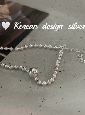韩国东大门简约亮银饰品 S925纯银光珠子小众设计感手链 气质叠戴