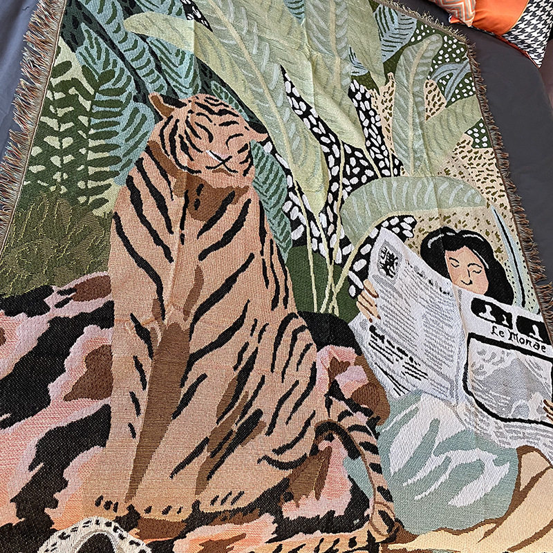 Cartoon Character Animal Four Seasons Universal Cotton Blanket Nordic Background Cloth Sofa Cover Blanket Sofa Cushion Shop Blanket Wholesale