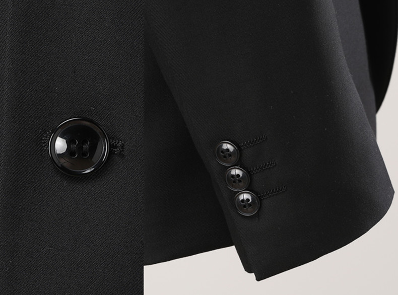 Bộ vest nam hai mảnh dáng ôm phong cách Hàn Quốc, lễ phục cưới và đi làm — Bộ áo và quần một cúc màu xanh navy, Bộ đồ màu xám một cúc (áo + quần), Bộ đồ đen một cúc (áo + quần), Bộ đồ hai cúc màu xanh tím than (áo + quần)