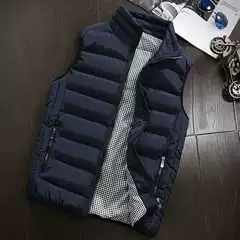 Cross-border vest men's autumn and winter new Korean-style trend close-fitting casual waistcoat warm stand collar cotton solid color vest in stock