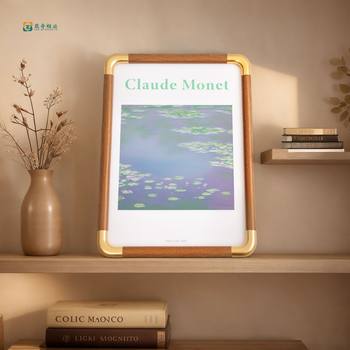 Retro Chinese solid wood texture imitation copper corner photo frame picture frame rounded corner photo frame table wholesale new Chinese high-end sense