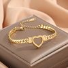 Light Luxury Personalized Heart Necklace Women's Trendy Fashion Titanium Steel Non-Fading Clavicle Chain New 18K Gold-Plated Cuban Ornaments