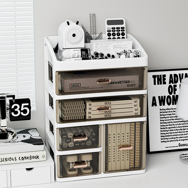 Desktop Large Capacity Storage Box Dressing Table Top Skin Care Finishing Rack Student Stationery Multi-Layer Drawer Storage Box