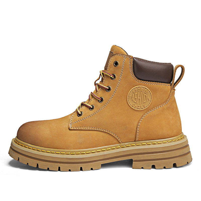 Giày Boot Martin Nam Da Mờ Cao Cổ Tăng Chiều Cao Đế Khoảng 4cm