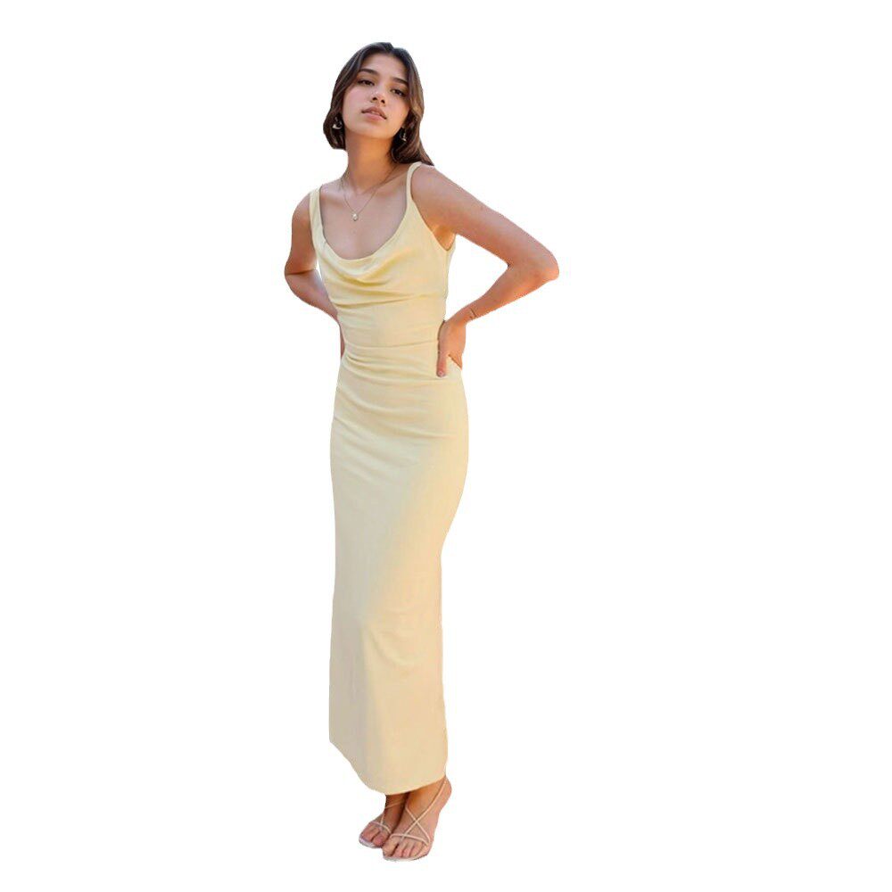 Elegant Maxi Dress Slim Fit Spaghetti Straps Soft Fabric Spring Summer Fashion for Women Wholesale Available