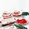 Cross-Border Trade Ceramic Three-Piece Tableware Set with Embossed Cute Plates and Bowls, High-Value Handmade Household Salad Bowls