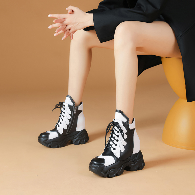 Boot Cổ Thấp Nữ Cao 10cm Tăng Chiều Cao Đế Cao Hàng Mùa Xuân Thu Đông