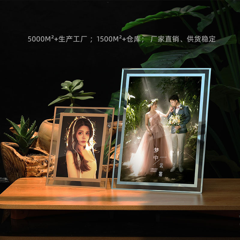 Creative transparent 7 inch photo frame crystal 8 inch photo frame children 10 inch horizontal frame table wholesale 6 inch glass photo frame
