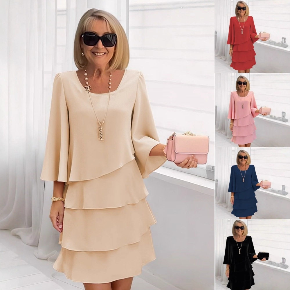 Fashionable Womens Cake Dress Loose Fit Round Neck Spring Summer Style Perfect for Casual Occasions Wholesale