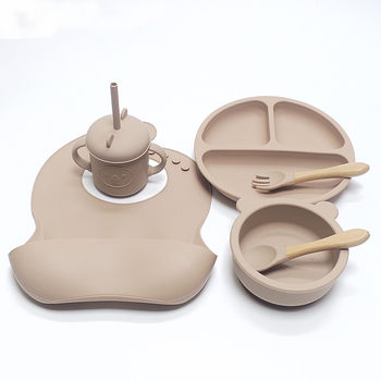 Children's Bear Silicone Bowl Food Grade Baby Cartoon Cute Eating Feeding Tableware Suction Cup Integrated