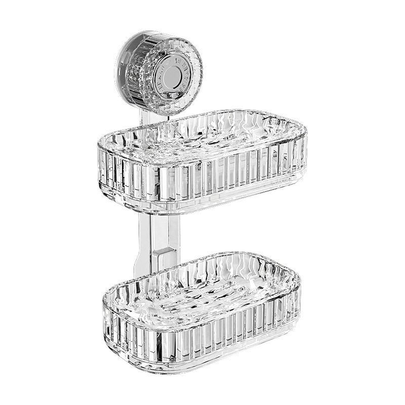 Soap Box Storage Rack Without Punching Holes on the Wall for Home Bathroom Double-Layer Bathroom Storage Wall-Mounted Suction Cup Soap Box