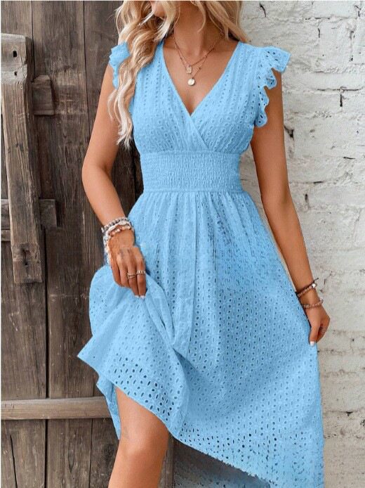 Elegant Ruffle Sleeve Dress Multi Color Summer Style Perfect for Parties Ready to Ship Low MOQ