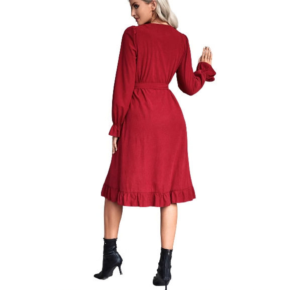 Elegant Solid Color Round Neck Dress for Women Fashion Comfortable Fit Versatile Style Wholesale Available