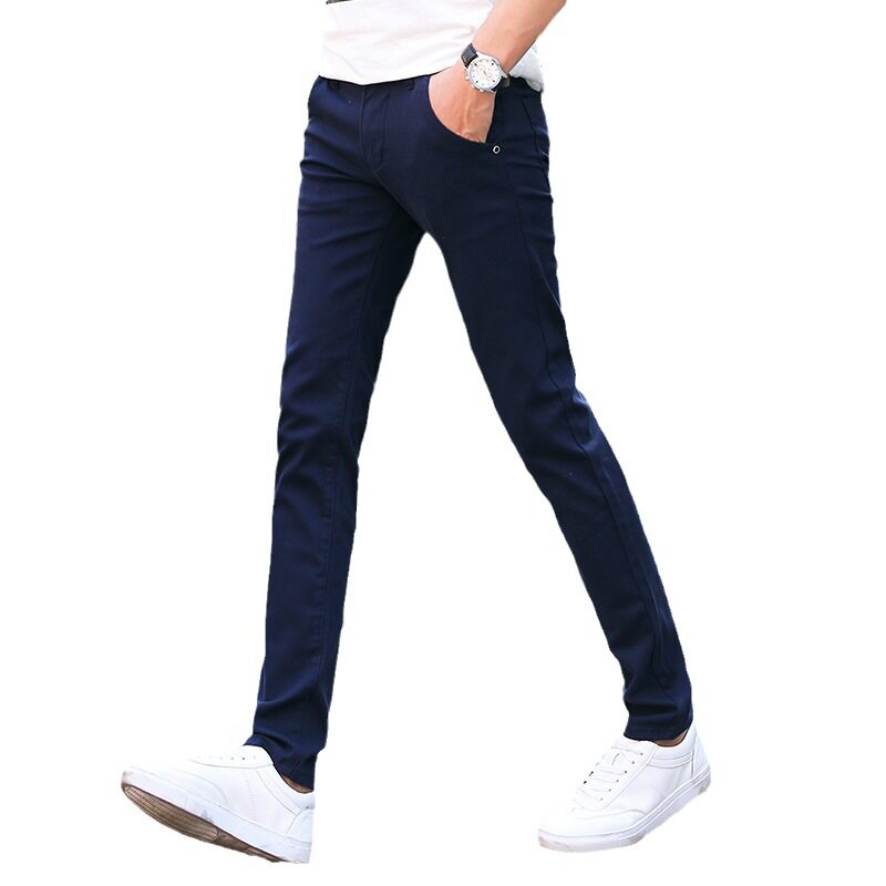弹力纯棉休闲裤男春夏秋季常规款青年修身韩版潮流百搭直筒长裤子
