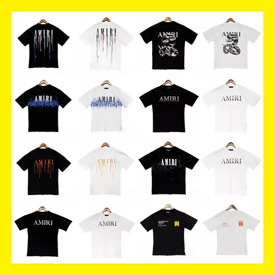 Cross-border wholesale correct version am splash ink flow paint camouflage starry graffiti letters short sleeve high street sweethearts T-shirt ir1