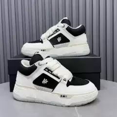 Foreign Trade Classy Men's Shoes Lace-Up Genuine Leather Color Matching Women's American High Street Casual Sports Shoes Thick-Soled Breathable White Shoes