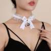 Bow Lace Bell Necklace choker Collarbone Neck Accessories Soft Girl Neck Strap cos Maid Collar