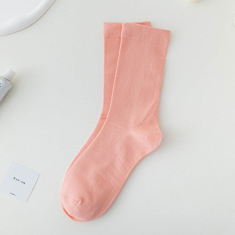 月子袜女ins潮中筒袜秋冬季百搭日系堆堆袜纯白色无骨袜女生长袜