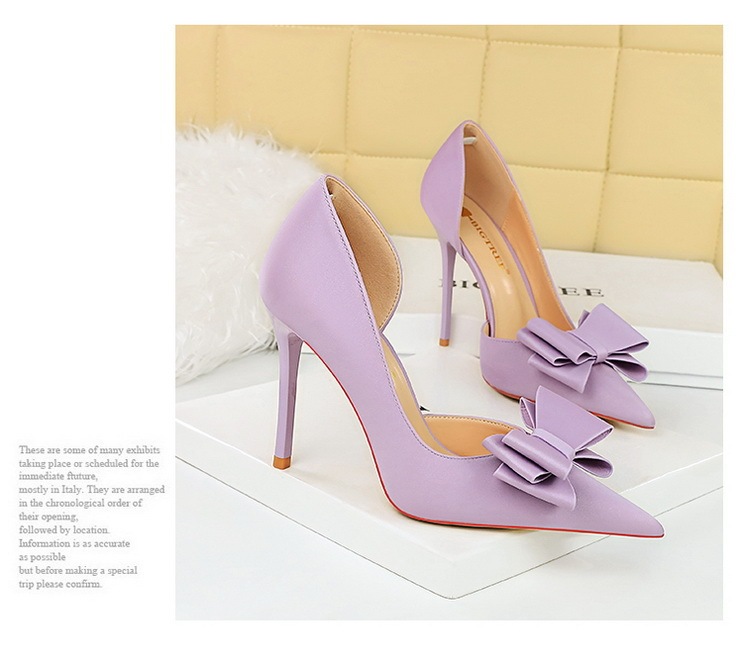 Giày cao gót nữ mũi nhọn gót siêu cao 10.5cm mặt lụa satin thắt nơ hở hông — Màu đen, Màu đỏ hoa hồng, Màu đỏ rượu, Màu hồng