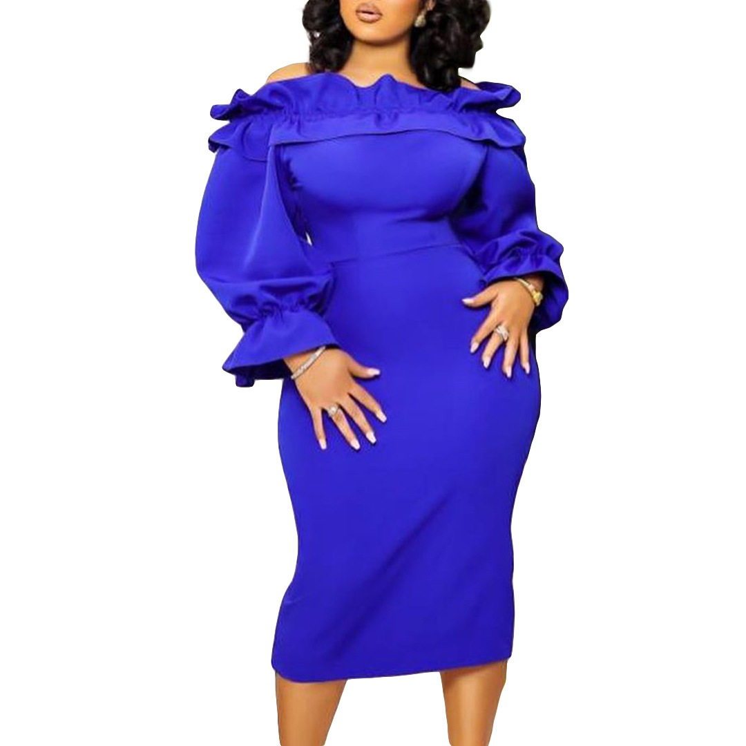 Off Shoulder Long Sleeve Dress Elegant Fit Plus Size Autumn Style Wholesale Womens Fashion Apparel