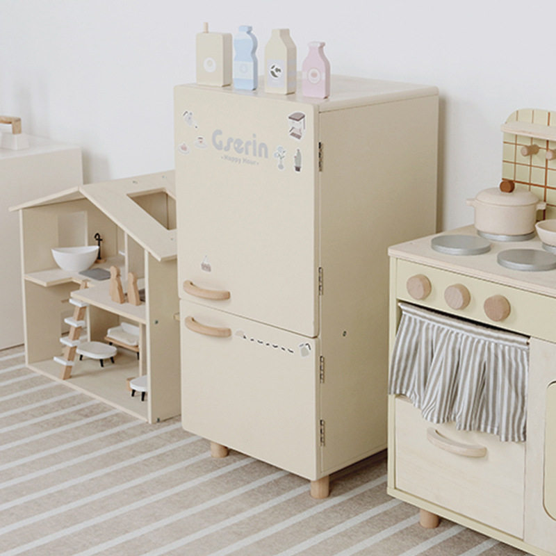 Nordic style simulation refrigerator doll room mini furniture boys and girls cooking pot suit kitchen toy washing machine