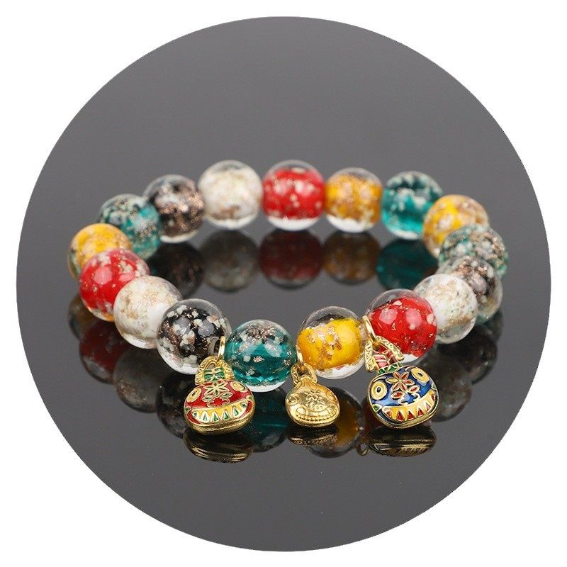 Scenic spot same style little red book luminous fragrant gray colored glaze bracelet colorful multi-treasure golden beast men's and women's fashion bracelet