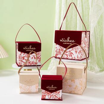 New Ins Style Square Velvet Candy Box Wedding Reception Gift Box Wedding Accompanying Gift Candy Packaging Empty Box