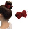 Knitted Bow Grab Clip Women's Autumn and Winter Ball Hair Clip Headwear 2024 New Back of Head Disc Hair Fixing Hairpin