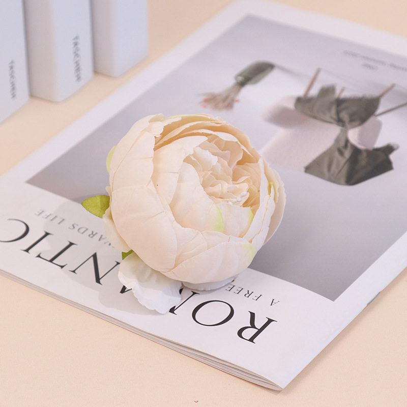 仿真花头苞心牡丹花朵礼盒装饰花墙制作跨境绢花婚庆背景软装假花