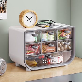 Desktop 7-Drawer Storage Box Multi-Functional Organizer Box for Miscellaneous Items, Jewelry Storage, Transparent Box, Student Stationery Pen Holder