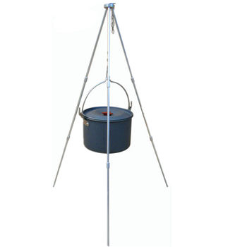 Outdoor Camping Hanging Pot Large Capacity Campfire Tripod Cooking Pot 4L Portable Marching Pot Camping Hanging Pot Cookware