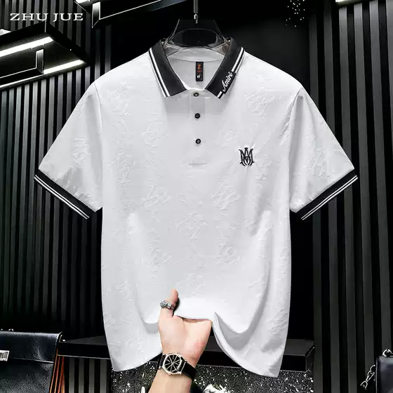 European Trendy Brand Men's Clothing 2026 Summer New Short-Sleeved T-Shirt Men's Embroidered Lapel Polo Shirt Casual Half-Sleeved Top