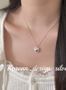 韩国东大门ins风设计饰品 S925纯银气质英文爱心圆珠项链级感女